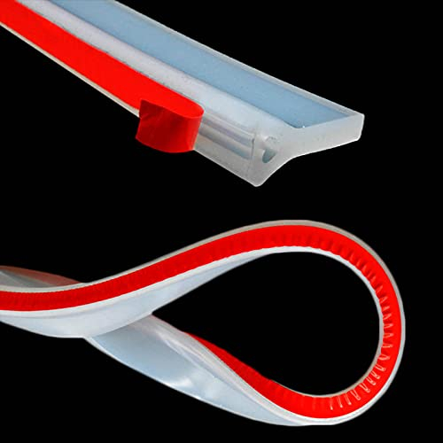 Lvjkes Silicone Threshold Dam, Folding Shower Barrier, Bathroom Door Threshold Strip with Dry Glue Separation (Transparent Colour)