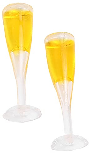Botellas de Vino, Copas de champán Casa de muñecas en Miniatura para Decorar entornos en Miniatura para Plantas en macetas para Jardines en Miniatura(A Pair of Champagne Glasses)