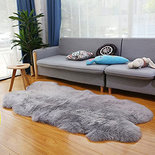 Alfombra Piel De Oveja Auténtico Alfombra Piel De Cordero Grande Alfombra Lana Alfombras Pelo Largo - Gris