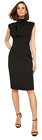 TRENDYOL Damen Schwarzes Steile Kragenkleid Business Casual Dress, Schwarz, 34 EU