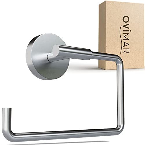 ovimar Toilettenpapierhalter Sejero zum Bohren Silber | Klorollenhalter in Edelstahl | Klorollenhalter ohne Deckel | WC Rollenhalter mit Absenkdämpfung zum Bohren | WC Papierhalter