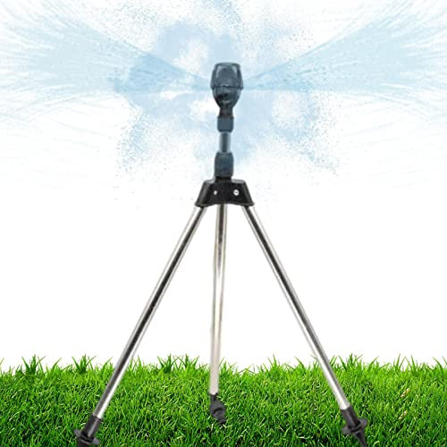 Pomurom Aarroseur Rotatif sur Trépied Télescopique, Jardin Automatique Rotatif 360°, Arroseur à Impulsions, Trépied pour GranSurface Cour Pelouse, Système d'irrigation Jardin