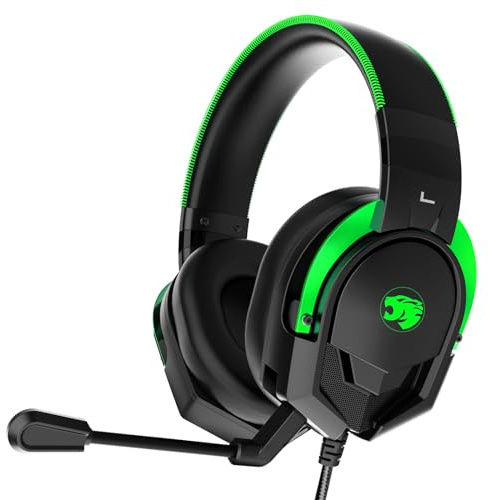 IMYB A88 Gaming Headset with Microphone, Stereo Wired Noise Cancelling Over-Ear Headphones with Mic for Pc, Ps5, Xbox One Series X/s, Ps4, Computer, Laptop, Mac, Nintendo, Gamer (Green)