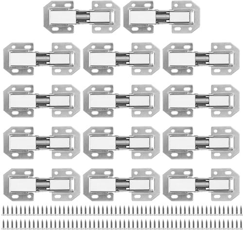 PUCSIQ 14 Stück Scharniere Schranktür 90 Grad, Aufschraubscharnier mit 112 Schrauben, 90 Grad Eckanschlagtür Scharniere, Verdeckte Schranktürscharniere für Küchenschrank, Lamellentüren