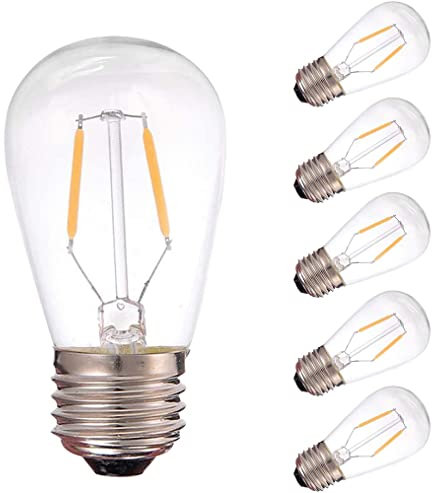 FISIDI Lampadina, 6Pcs 1W Lampadina a LED S14 ST45 Lampada a filamento LED Lampada a Luce Bianca Calda 2700K Lampadina a Risparmio energetico for la Decorazione del Soggiorno (Color : E26 110v)