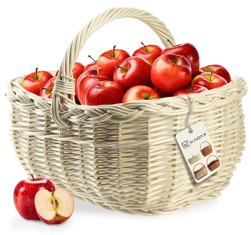 KADAX panier robuste multifonctionnel : panier de shopping, pique-nique, à bouteilles, pour jardin et transport (blanc, 36 x 28 x 27 cm)