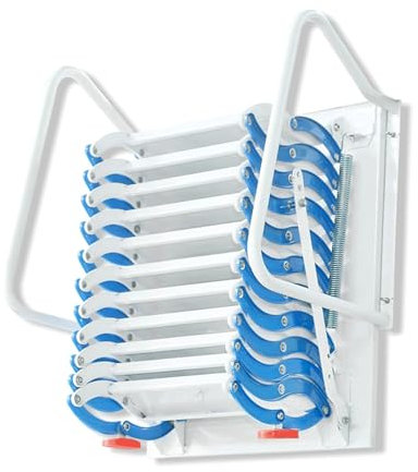 Rieort Échelle Pliante Manuelle, Charge 551~661lb, échelle de Grenier rétractable, Gain de Place pour la décoration de la Maison, escaliers de Grenier cachés fixés au Mur