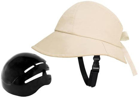 rockible Hutförmiger Helm 58–60 cm, Unisex Fahrradhelm mit Krempe und Winddichtes Sei, Sonnenhut Fahrradhelm Form Verstellbar, Fischerhut Form Helm für Camping Wandern Sport Angeln Freizeit, Beige