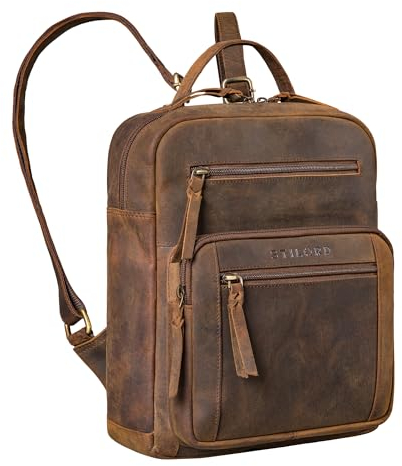 STILORD 'Wilma' Eleganter Rucksack Frauen Klein Leder Rucksackhandtasche Damen Lederrucksack DIN A5 Vintage Daypack Cityrucksack Echtleder, Farbe:vinto - braun