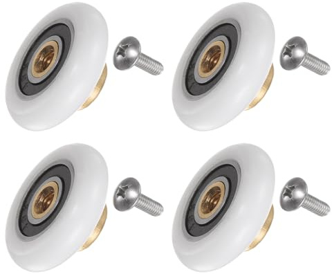 QUARKZMAN Duschtürrollenrad 23mm Durchmesser Ersatzteil für Badezimmertür aus Glas, Schiebetürrollen für Duschtür (1 Satz 4 Stück)