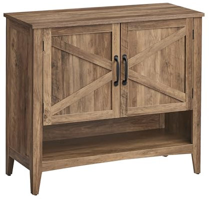 VASAGLE Schuhschrank, Schuhregal, Schuhaufbewahrung, traditioneller amerikanischer Stil, Schuh-Organizer mit höhenverstellbarer Ablage, Griffen, stabilen Beinen, Flur, honigbraun LBC038B01