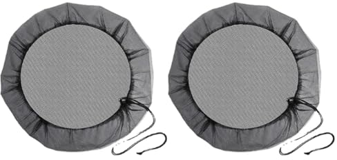 Qbkohphifm Mesh Cover for Rain Barrels with Drawstring, Netting Screen Cover for Rain Catcher Rain Water Catching System (Black)