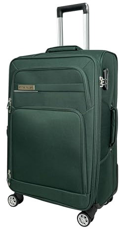 MY TRAVEL BAG Koffer Handgepäck Stoff Rollkoffer Reisekoffer Trolley Erweiterbar mit Zwillingsrollen (M/L/XL/XXL oder 4er Set) Weichgepäck (Smaragdgrün, Handgepäck (55cm))