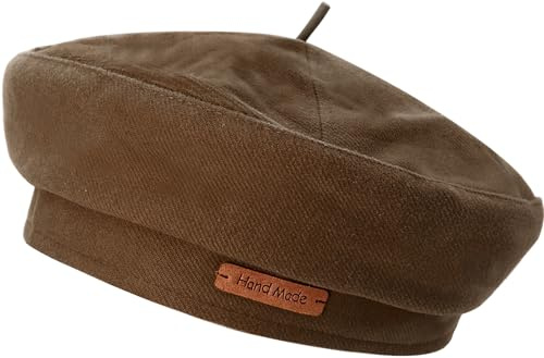 YeeHeen Beret Hats Artist Hat Solid Color French Beret for Women Brown