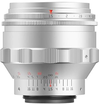 TTARTISAN 75mm F1.5 Swirly Bokeh Lens for M42 Mount Manual Focus Full Frame Camera Lens (Silver)