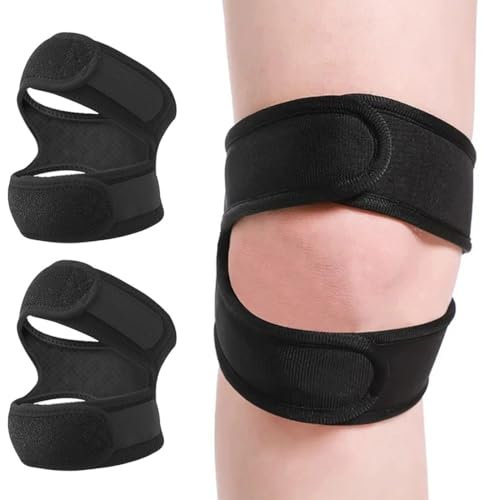 KUMSODE 2PCS Sangle de Maintien pour tendons rotuliens, soulagement de la Douleur au Genou réglable en néoprène pour la Course, l'arthrite, Le Pull, la récupération des blessures au Tennis