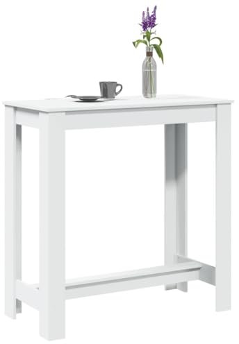 Gecheer Mesa Alta de Bar Madera ingeniería Blanca 102x50x103,5 cm,Mesa Estrecha Alta Recibidor,Mesa Auxiliar Cocina
