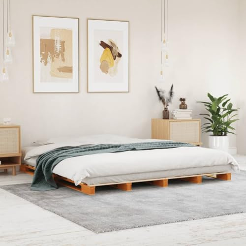SKM Lit de Palette sans Matelas Cire Marron 180x200 cm pin Massif,Meubles,Lits & Accessoires,Lits & Cadres de lit,Brun,26.88KG,844458