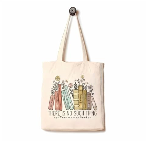 YAZWUR Bolsa de Tela Impresa Bolsa de Algodón Reutilizable para Mujer Bolsa de Compras Regalo para Amantes de los Libros (40x35cm)