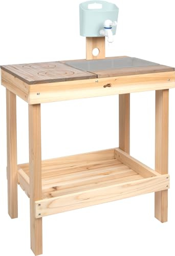 Small Foot Cuisine de Boue et Table de Jeu en Bois Massif, Cuisine de Jeu d'extérieur pour Enfants, à partir de 3 Ans, 12789