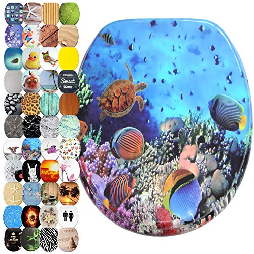 Sanilo Tapa de inodoro con cierre suave, gran selección de atractivos asientos para WC y duradera de madera (Ocean)