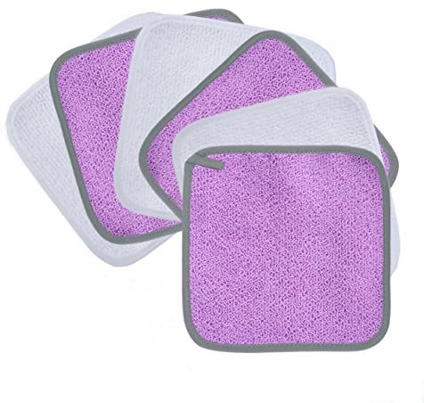 Polyte - panno premium per rimuovere il trucco/pulizia viso - privo di agenti chimici ed ipoallergenico - viola/bianco - 20 x 20 cm - 6 pezzi