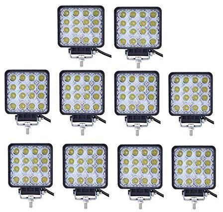 Led Light Bar, Turboo 10PCS 4inch 48W Led Work Light Square Spot Lights Off-road Lights Led lights for Trucks,Off-road Vehicle, ATV, SUV, UTV, 4WD, Jeep, Boat and More