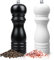 Wooden Salt and Pepper Grinder Set of 2, Manual Salt and Pepper Grinders with Adjustable Ceramic Core, Refillable Spice Shaker Mills for Chili Powder/Cumin Seeds/Cloves/Rosemary (Black and White