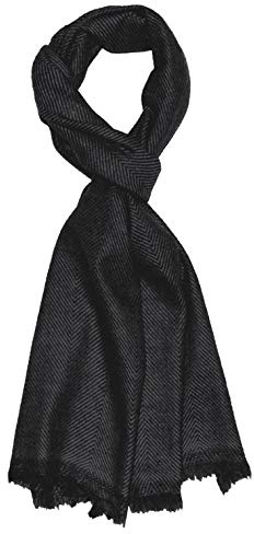 Lorenzo Cana - Écharpe en cachemire 100 % - Écharpe d'hiver pour homme - En fibre naturelle, Chevrons noir/gris, 30 x 180 cm