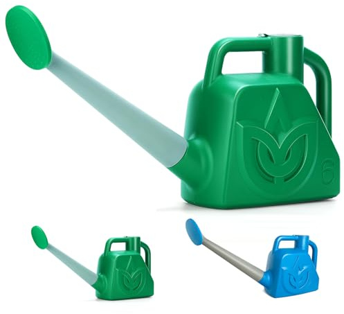 XXXFLOWER Watering Can Outdoor Plant Lightweight Deluxe 1.5 Gallon Plastic 6 L Resin Water Cans with Detachable Sprinkler Head Green Watering Pot for Office House Indoor Garden