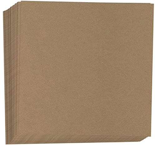 Hamilco Brown Colored Kraft Cardstock Scrapbook Paper 8x8 Heavy Weight 80 lb Cover – 50 Pack