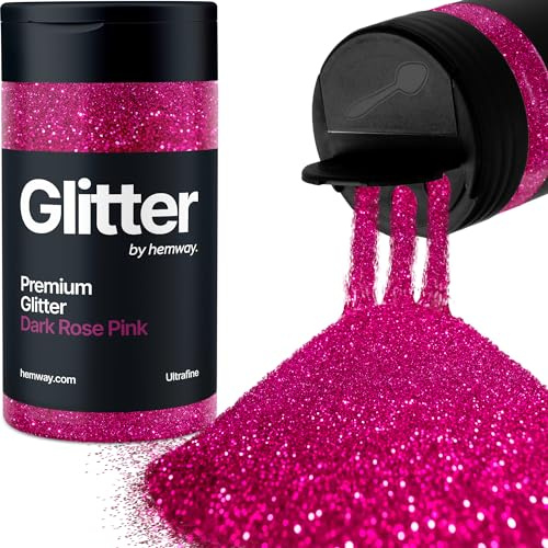 Hemway Dark Rose Pink Glitter Shaker, 130g Ultrafine Glitter, Crafts 1/128 Metallic Flake Dark Rose Pink Sequins, Resin & Epoxy Crafts, Decorating, Halloween, Christmas, Nail, Face, Art
