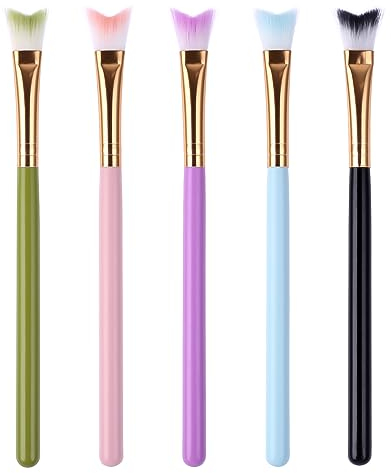 Amaxiu Lash Cleansing Brush, 5 Pcs Eyelash Shampoo Curved Brushes for Extension Deep Cleaning, Soft Makeup Removal, Facial Cleaning Brush for Home and Salon Use, Bath Makeup Tools