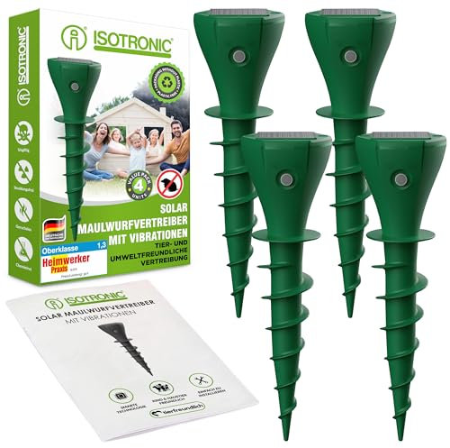 ISOTRONIC Maulwurfvertreiber Solar zum Eindrehen Einschrauben I Maulwurfschreck für den Garten I Maulwurfabwehr, Wühlmausvertreiber, Wühlmausschreck, IP65 (4)
