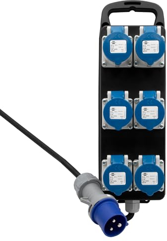 Brennenstuhl Distributore di Corrente Portatile BSV P CEE 230V/16A, Made in Austria, 1151495423, Spina CEE, 6x Prese CEE, Fissabile a parete, Cavo 2 metri, IP44