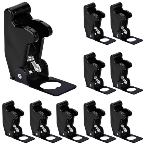 MKBKLLJY 10Pcs 12mm/0.47inch Mounting Hole Black Safety Flip Covers Dustproof Waterproof Plastic Cap Aircraft Guard Cover for Toggle Bat-Handle Switch,Heavy Duty Toggle Rocker Switch
