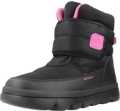 Geox J WILLABOOM Girl B A Snow Boot, Black/Fuchsia, 29 EU
