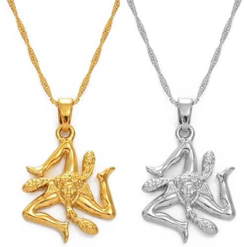 Pendentif Drapeau Traditionnel - Colliers Pendentif Drapeau Des Villes D'Italie De Sicile, Collier De Bijoux De Sicile Italienne Jaune/Blanc Unisexe Hip Hop Fashion Style Party, Jaune, 60 Cm Ou 23,6