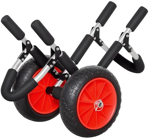 HOMCOM Chariot de Surf Pliable Chariot de Transport Chariot de canoë Cadre en Aluminium dim. 64L x 55l x 38,5H Noir et Rouge
