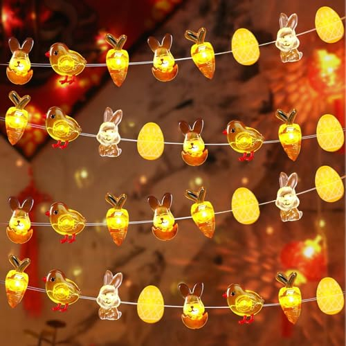 2 Stück Osterküken Lichterkette,3M Osterdeko LED Lichterkette,Oster Lichterkette,Osterküken Ostereier Lichterkette,Osterdeko LED,für Hochzeit Geburtstag Osterfeier Dekoration.