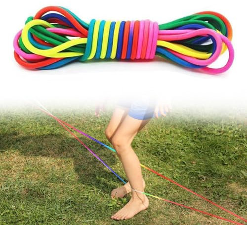 Miayical Gummitwist Kinder für Hüpfspiele, Hüpfgummi 5m lang Gummi Twist, Indoor und Outdoor Spielzeug, Gartenspiele Kinder, Regenbogen Band, Geschenk für Mädchen & Junge