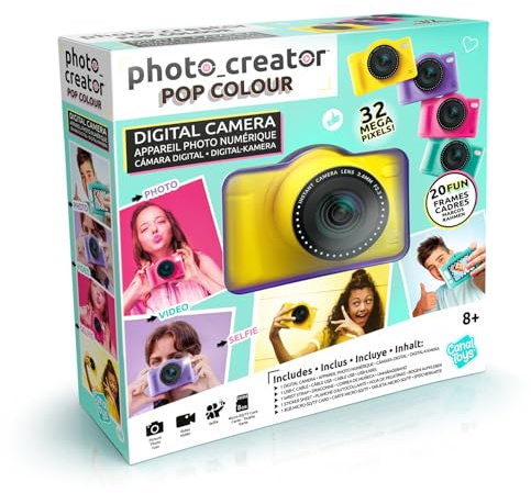 Canal Toys - Photo Creator - Gul digital popkamera för barn 8 år+ - selfie och videokamera - trendig presentidé att ta med sig var som helst - CLK 040