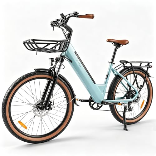 KAISDA E-Bike 26 Zoll Elektrofahrrad, E-Cityrad 250W Motor, 36V 17.4Ah Wechselakku, bis zu 70km, LCD-Display, 7 Speed Ebike for Adults E-CityBike,Grün