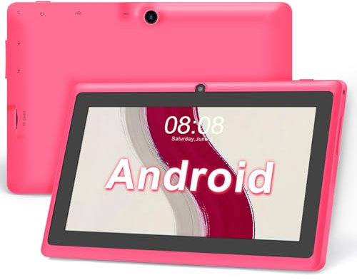 Haehne Tablet 7 Pollici Android, Doppia Fotocamera, WiFi, Bluetooth, Rosa