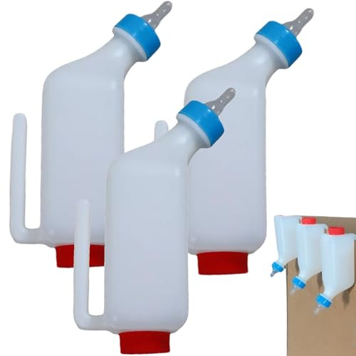Biberones para Corderos (3 unidades): Biberón de Leche para Corderos Pequeños, Biberón Colgante para Leche de Cabra, Biberones para Corderos para Alimentación de Perros, Vacas, Ovejas