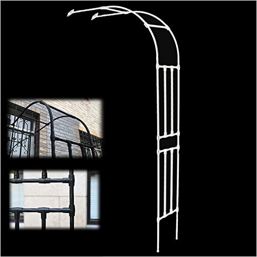 White Rose Archway Garden Arch for Outdoor Plants Gate Entry Paths Self Assembly Half Wall Mounted 240x260x40cm