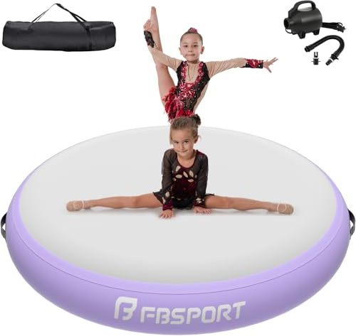 FBSPORT Airspot, 20CM Höhe Airtrack Matte, Durchmesser 140CM Aufblasbare Tumbling Matte, Trainingsmatte mit Pumpe, Aufblasbare Gymnastikmatte, Turnmatte