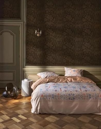 ESSENZA Baumwollsatin Bettwäsche Vicia Rosa/Sand 155 x 220 cm + 80 x 80 cm