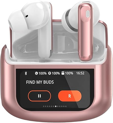 Cuffie Bluetooth, Auricolari Bluetooth 5.4 con ANC/ENC Cancellazione Rumore, 48Ore Cuffie Wireless In Ear, Stereo Hi-Fi, Touch Screen con Equalizzatore Cuffie Senza Fili, IPX7 Impermeabile, Oro Rosa