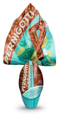 Pernigotti Uovo di Pasqua 2026 Cioccolato al Latte con Granella di Nocciola, con Nocciole Italiane Tostate, Senza Glutine, con Sorpresa UNOARGENTO Made in Italy, 240g